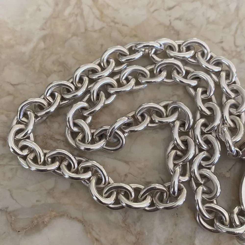 Tiffany & Co. Return To Tiffany Oval Tag Chunky Rolo Link Necklace 925 Sterling - Picture 8 of 12